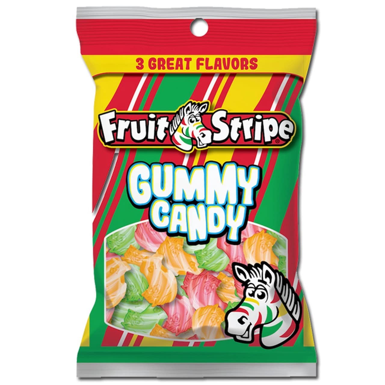 Fruit Stripe Zebra Gummy Candy, (3.25oz) 4-Pack