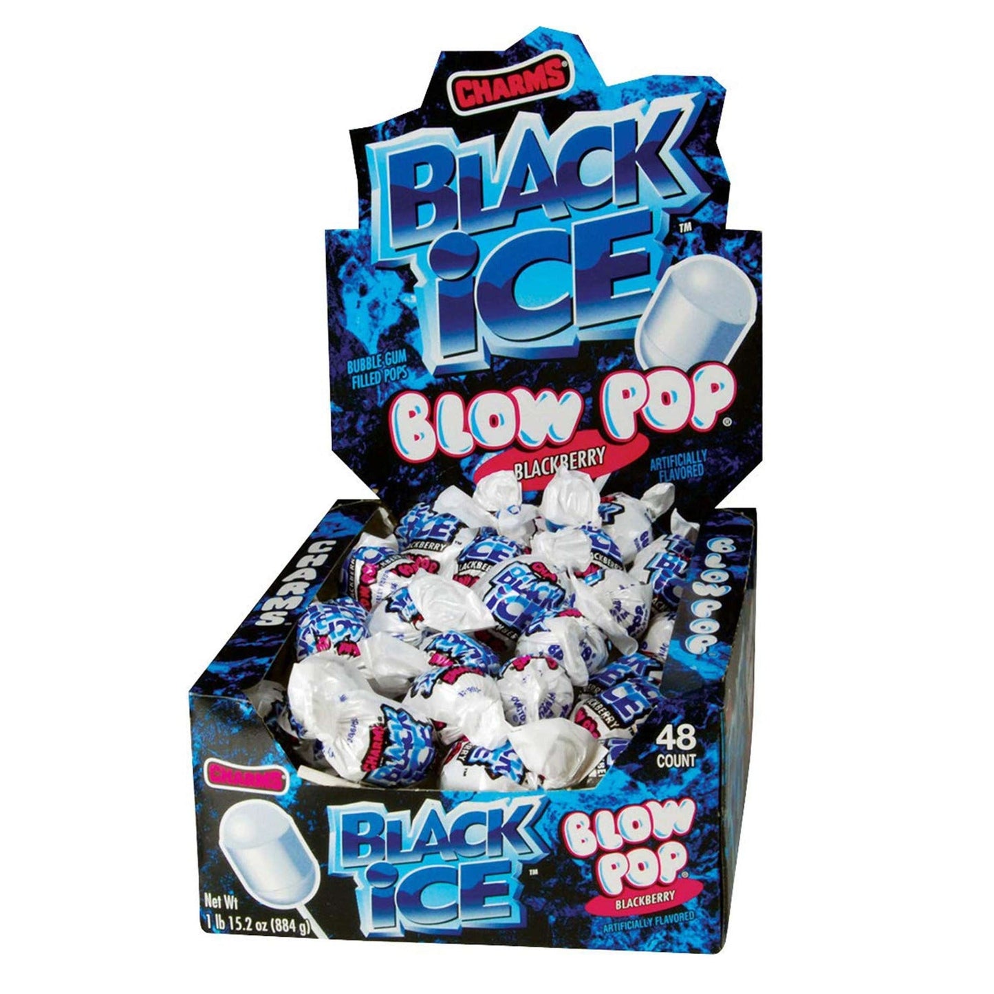 Charms Black Ice Blow Pops Blackberry Flavor (18.4g) (48ct)