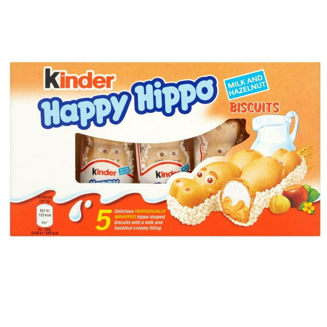 Kinder Happy Hippos Biscuits Milk and Hazelnut (103.5g) (5ct) 10-Pack