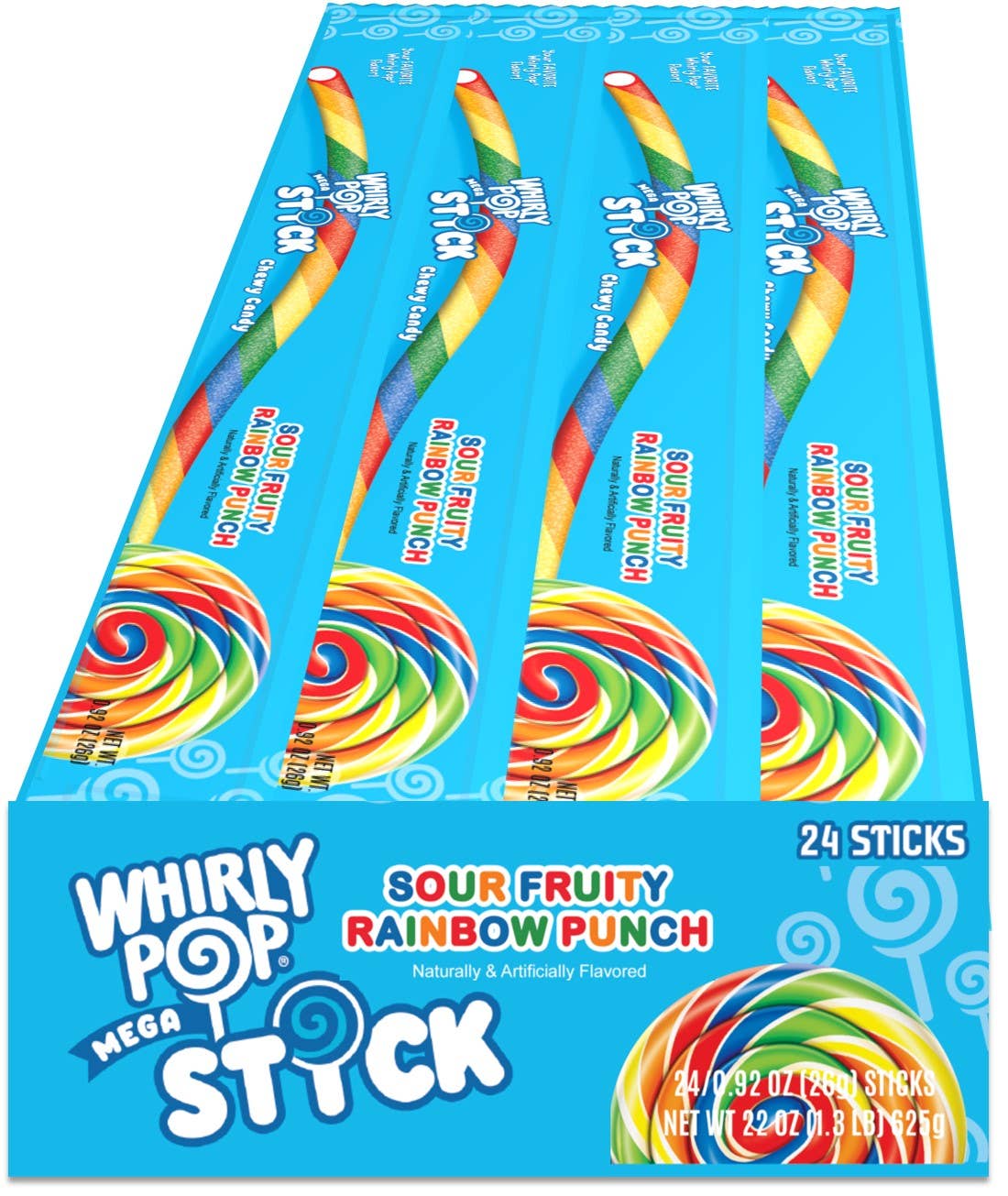 Whirly Pop Mega Stick Sour Fruity Chewy Candy .92oz, 24ct