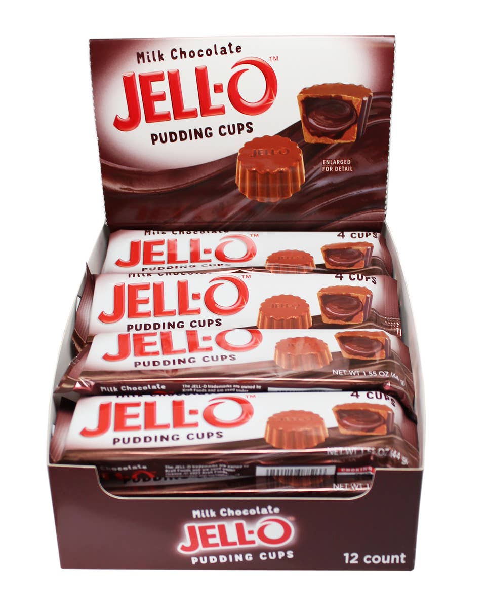 Jell-O Milk Choc Pudding Cups, 4pk Tray, 12ct Case